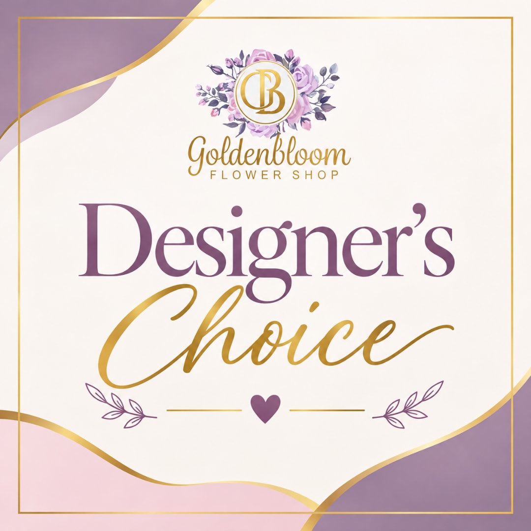 Decorative floral shop graphic with the words "Designer’s Choice"