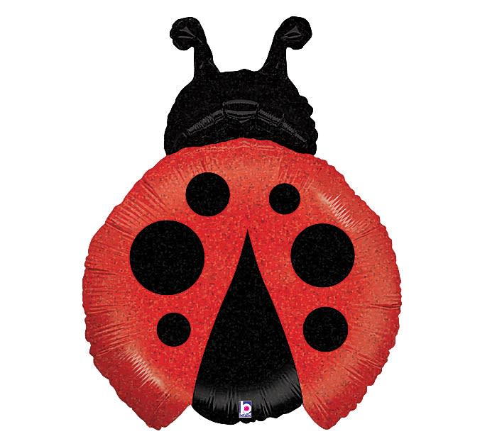 Ladybug-shaped foil balloon in red and black