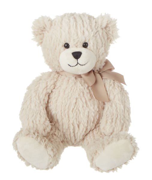 Cream teddy bear with a satin ribbon bow