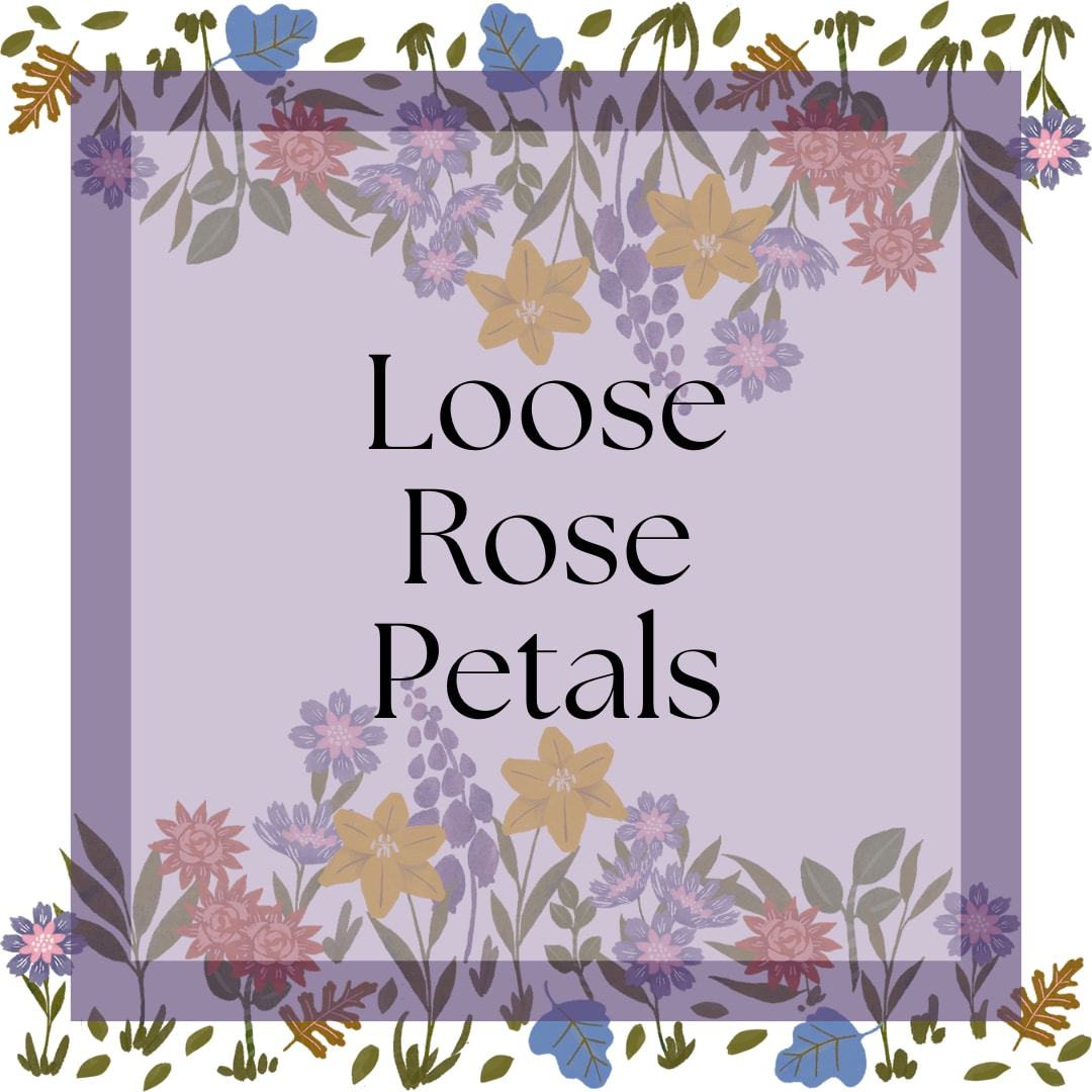 Decorative sign reading Loose Rose Petals with floral border