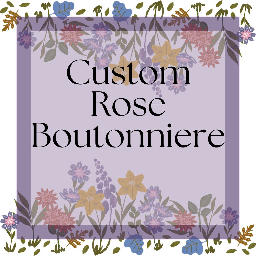 Rose Boutonniere - To create your perfect boutonniere, we need to know the following: 1. The colors you need for the ribbon, flower, and accent 2. If we should match to a corsage  Please include the details in the Florist's Instructions on the delivery screen. Please give us at least 24 hours to create your boutonniere, especially if you need a specific flower! Rush orders add $10