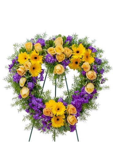 Vivid Memories Heart - Bright yellow and purple flowers create this heart shape of vivid memories. 