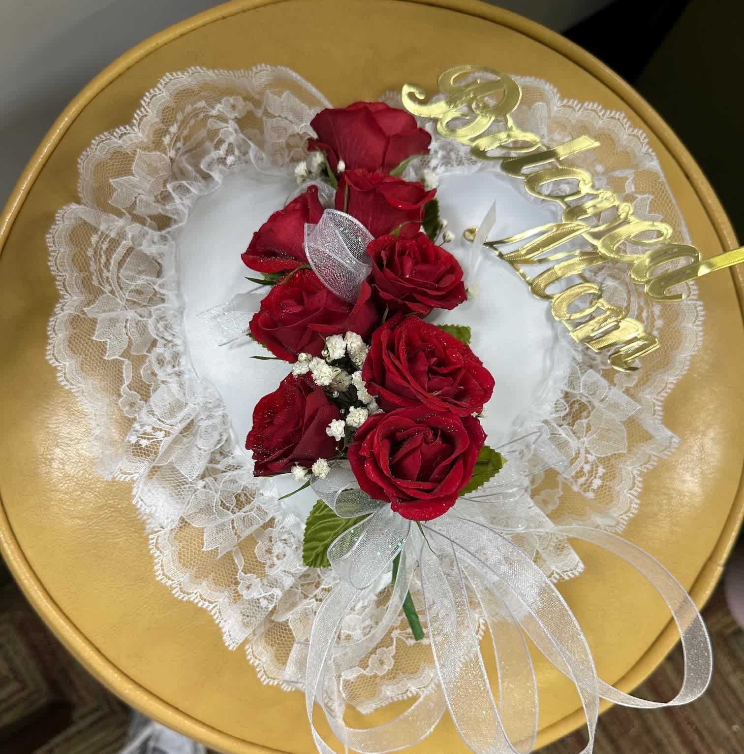 Satin  Pillow - Satin Pillow,  Spray Roses