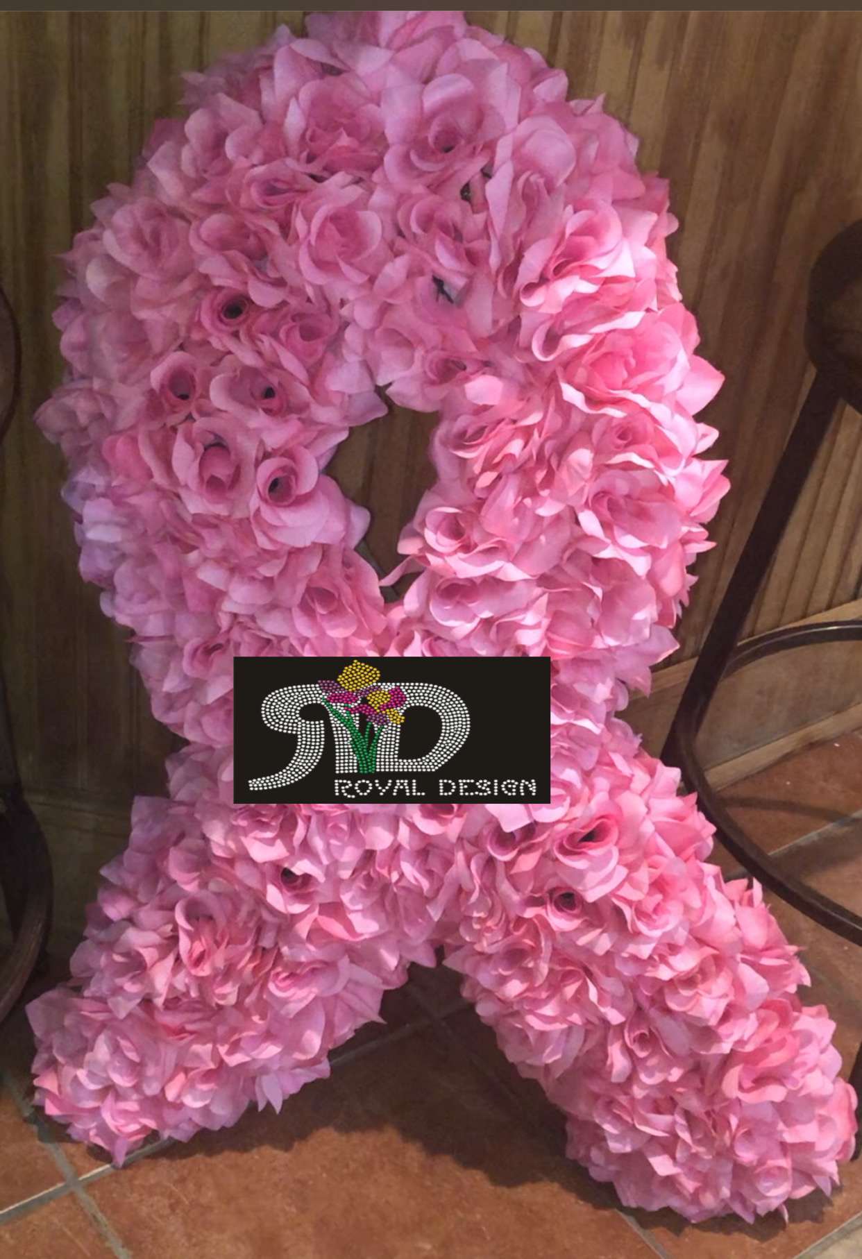 Custom Breath Cancer Silk Wreath - Beautiful keepsake of pink silk flowers in remembrance of breast cancer. ORDER MUST BE PLACED 48 - 72 hours before delivery date to guarantee order. 
