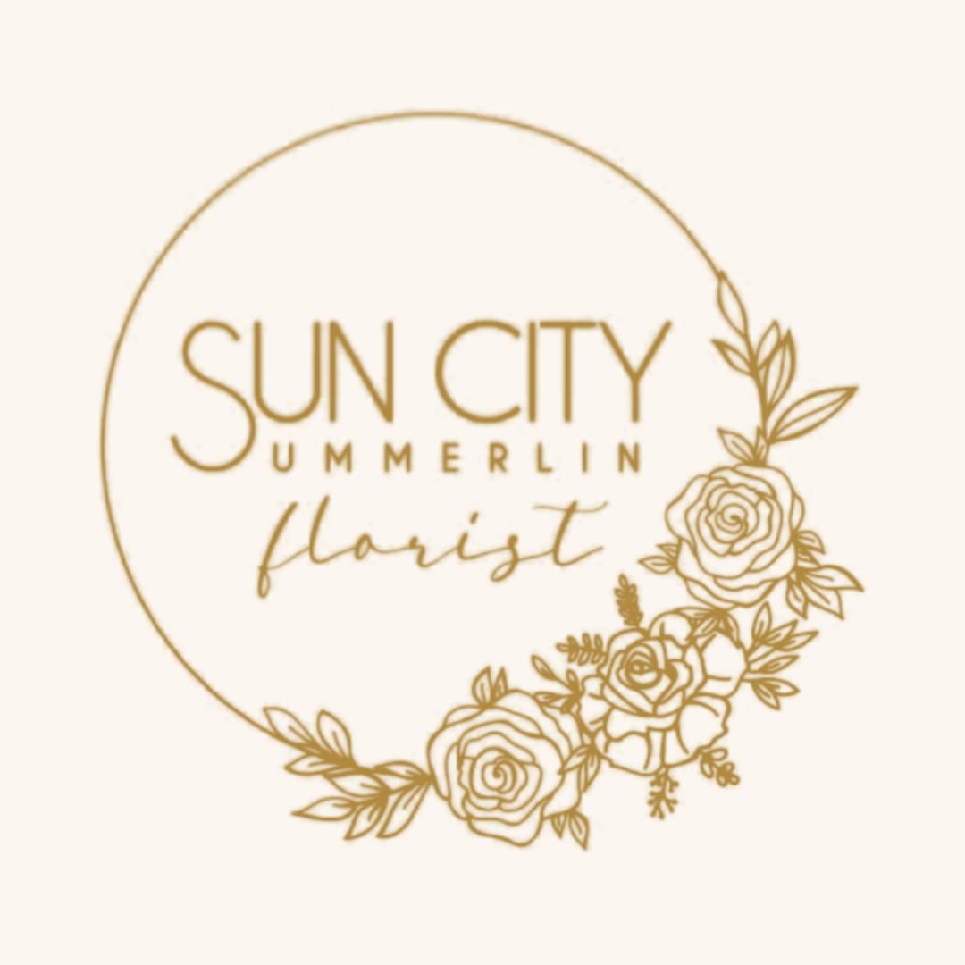 Sun City Summerlin florist logo with floral wreath and roses