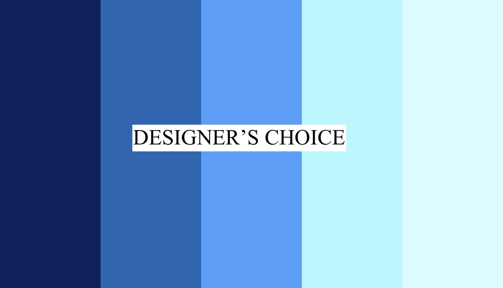 Blue striped designer's choice graphic with centered text