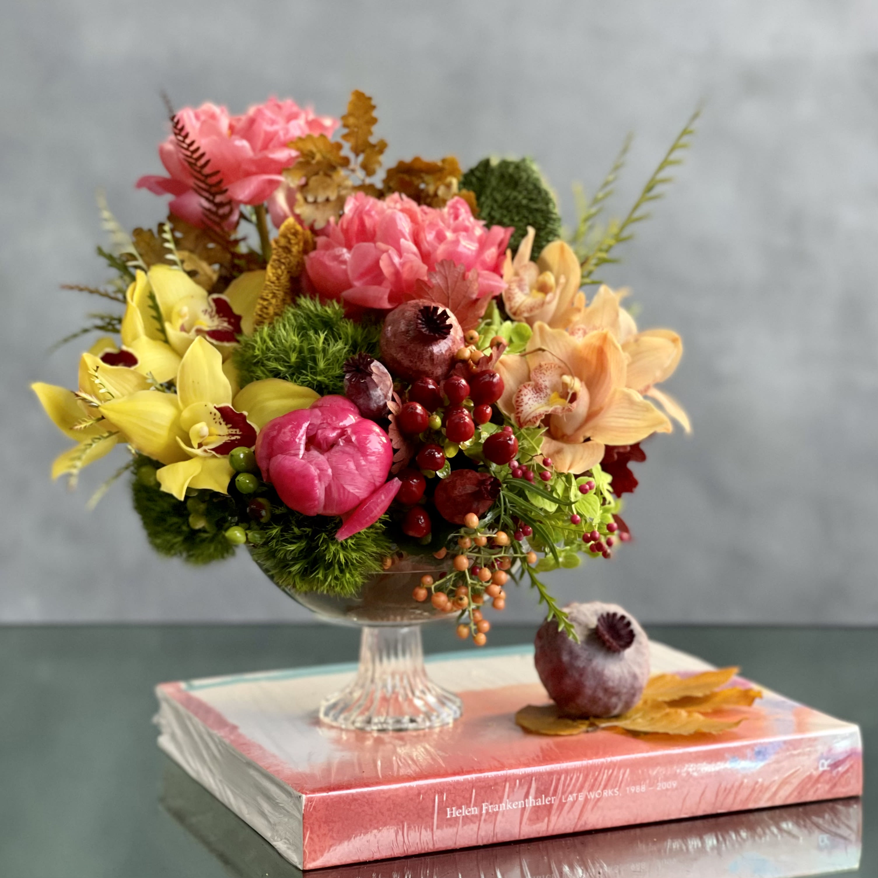Fun is in the Air - Same Day Delivery at Beverly Hills Florist -  Indulge in the poetry of nature with our enchanting floral arrangement, a harmonious blend of peonies, orchids, hydrangeas, and delicate berries. Each element has been thoughtfully selected to create a masterpiece that not only captivates the eye but also brings the essence of a flourishing garden into your space.