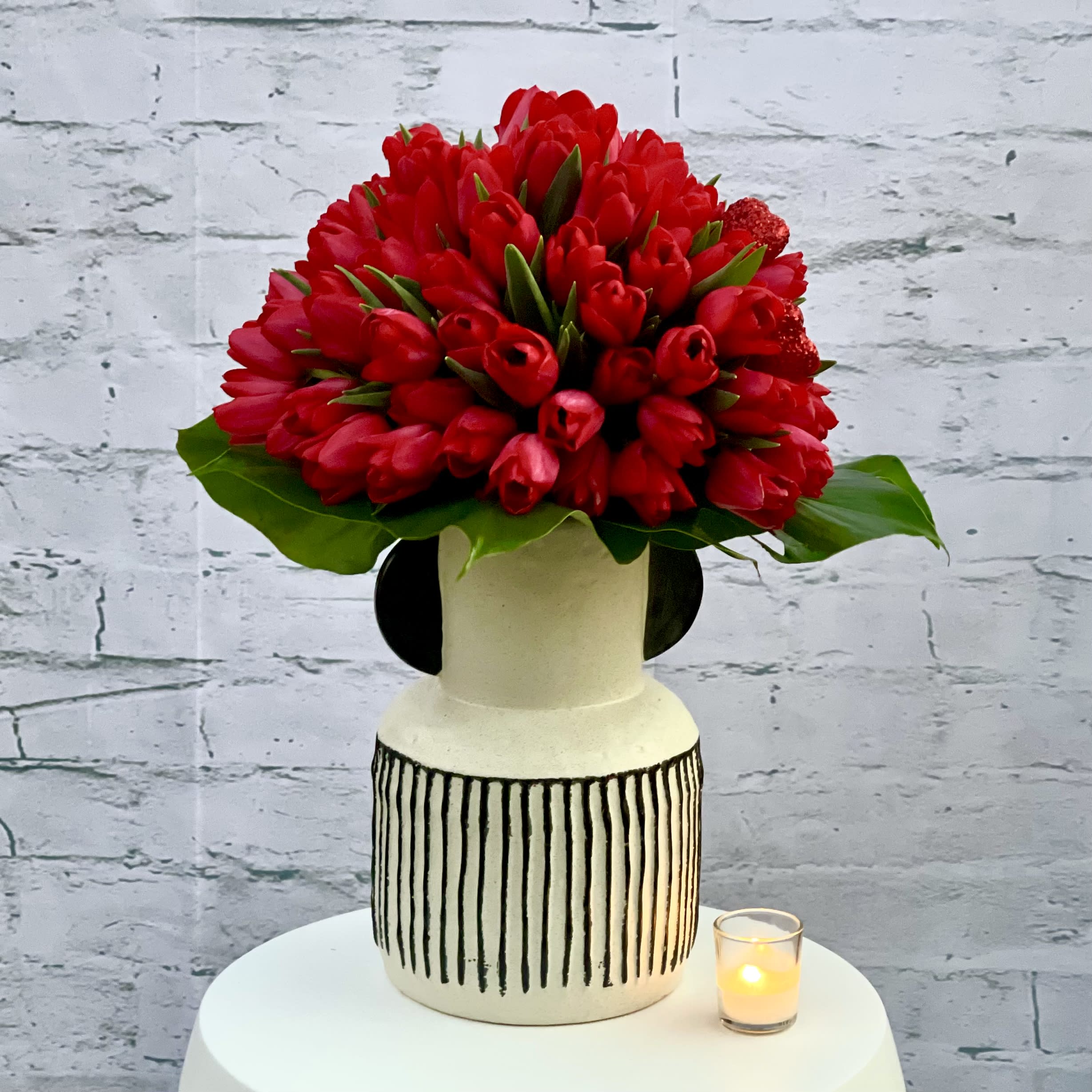 Red Dawn - This simple yet striking tulip bouquet of 50 tulips 