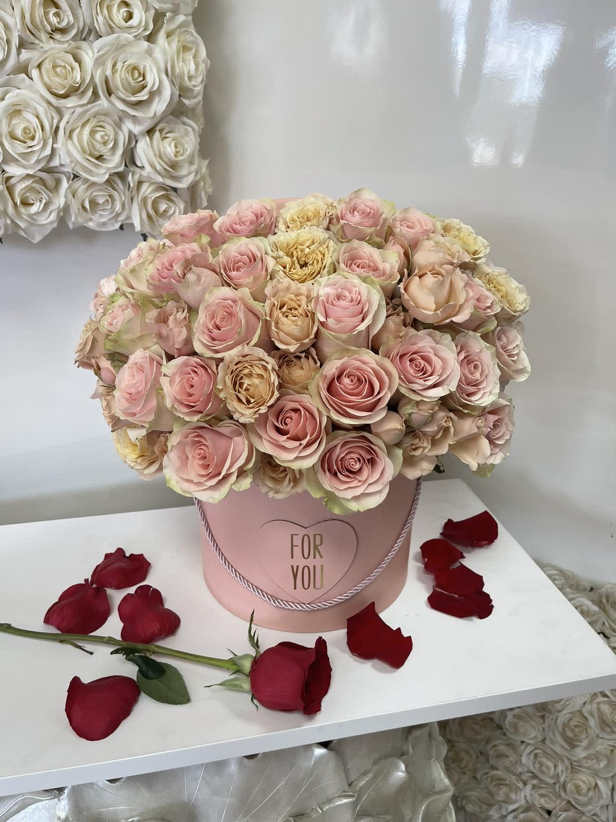 Pink Box of Love  - Gorgeous blush colored roses in a signature box. 