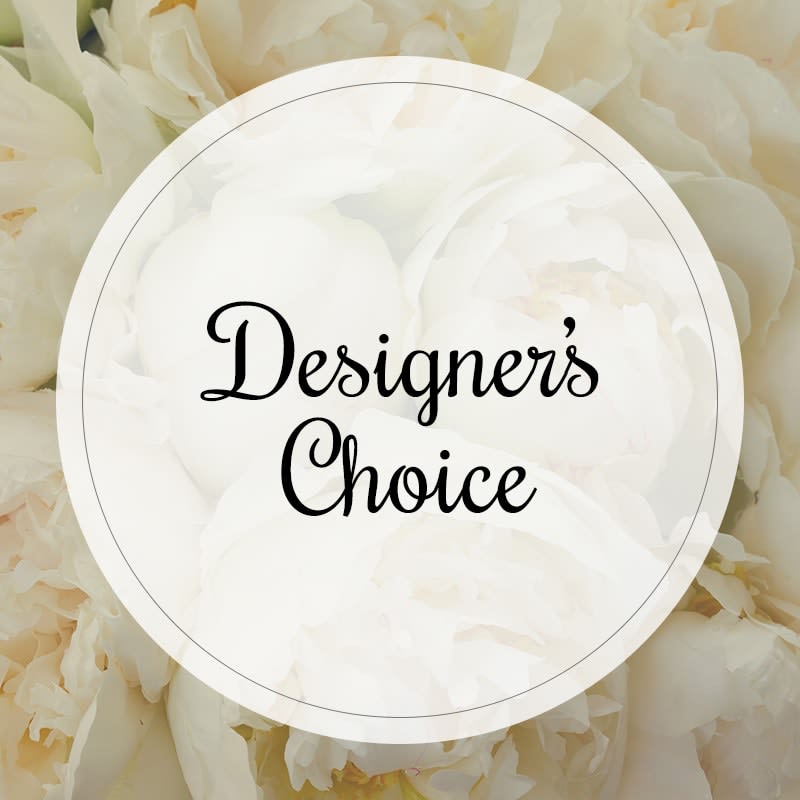 White floral background with a circular label reading "Designer’s Choice"