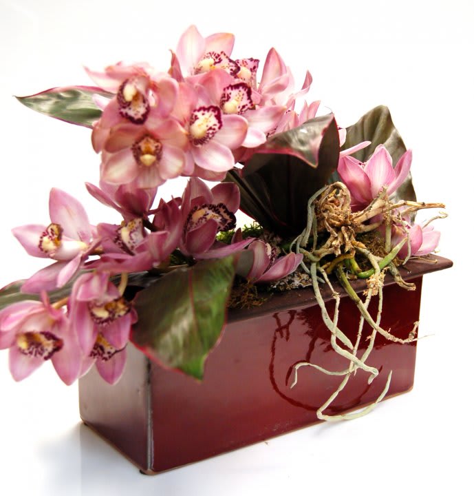 Garden Box - Approx. 15" Wide X 7" Tall, this beautiful box features an array or orchids