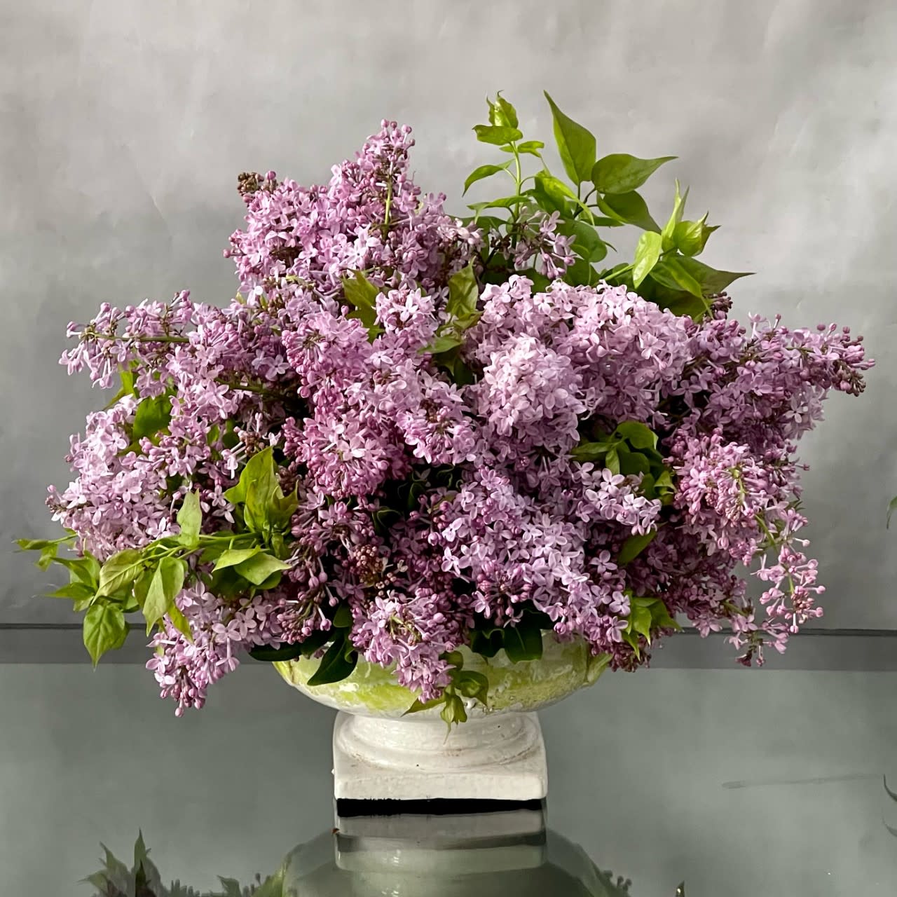 Lilac in Love - Full and bright.... Beautiful, abundant and luscious mix of deep purple Lilacs  Approx: 14" round  1 Size as shown  