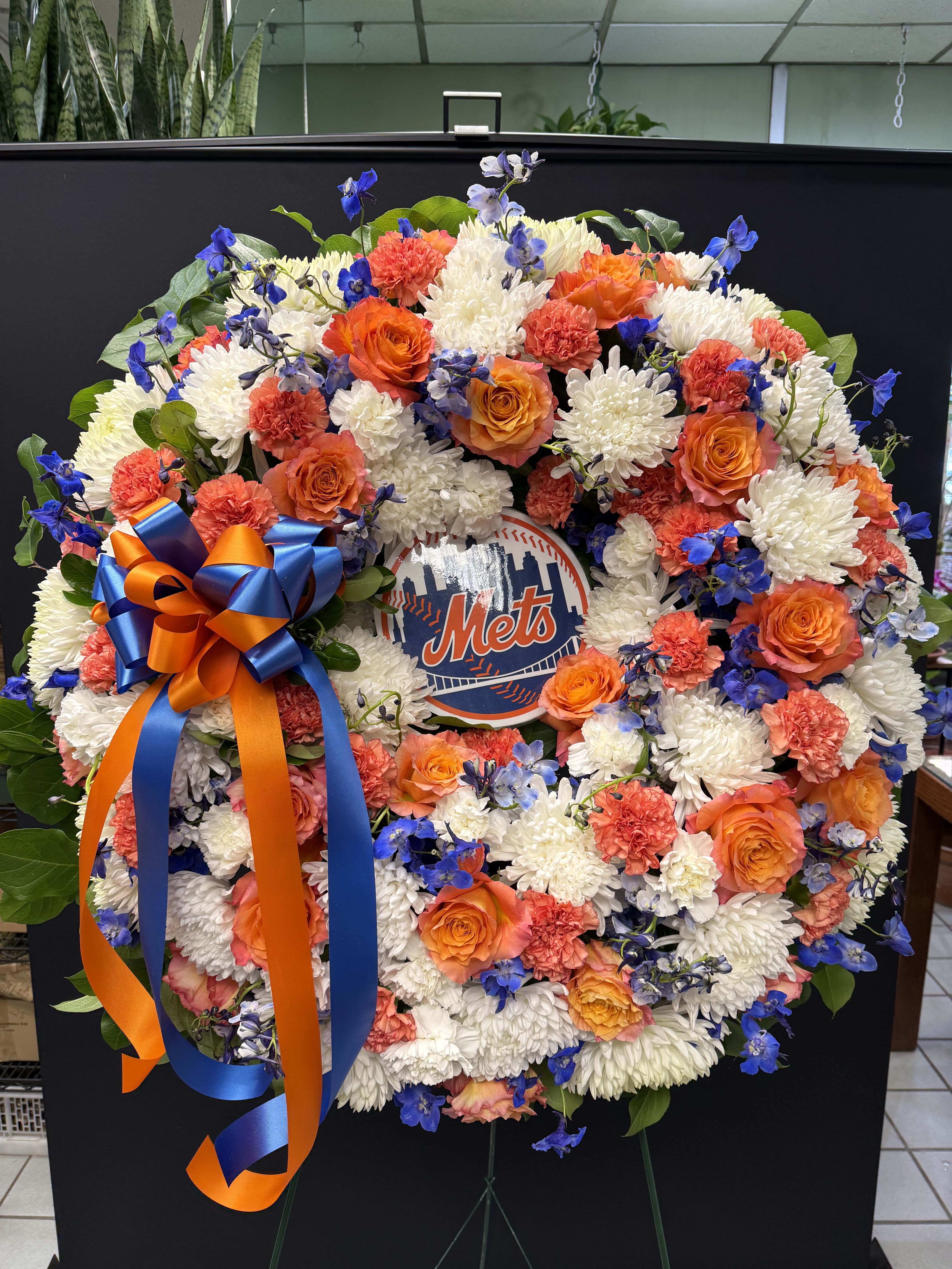 Mets Tribute Wreath - Beautiful New York Mets Colored wreath for the Number 1 Mets fan 