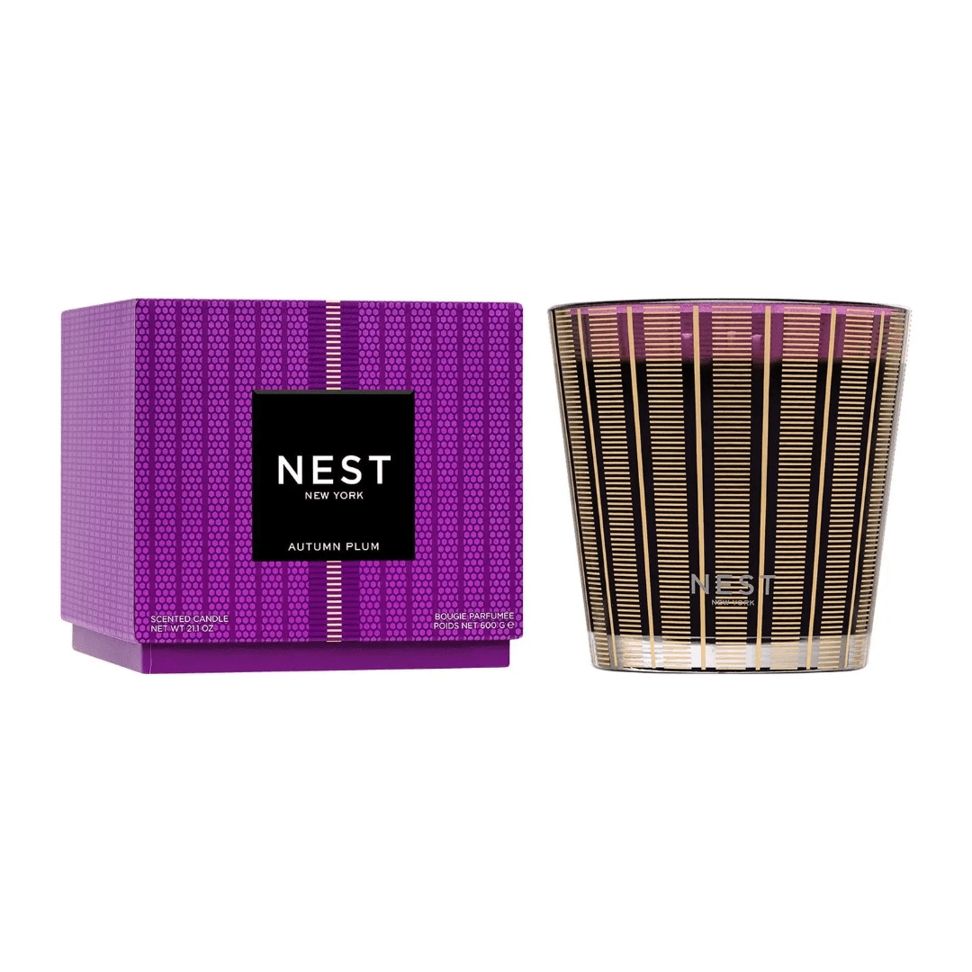 Three Wick Nest Candle - Autumn Plum - This 21.1oz Nest Classic Candle is cruelty free &amp; vegan, has over a 75 hour burn time, is housed in a reusable glass holder, and is formulated so the candle burns cleanly and evenly. Tax free. Same-day hand delivery.  Discover the art of giving at Petals, Wilmington, Delaware’s destination for luxury gifts and home décor. Our curated collection features beautifully crafted items for every occasion — birthdays, weddings, anniversaries, holidays, and life’s special celebrations. At Petals, we believe every gift should tell a story. From hand-poured candles and elegant keepsakes to stylish home accents, gourmet treats, and floral-inspired décor, our selection combines timeless charm with modern sophistication. Each piece is chosen with care to reflect the quality, creativity, and personal touch our Wilmington customers love.  Same-day delivery available throughout Wilmington and nearby areas including Greenville, Hockessin, Newark, and the Brandywine Valley Whether you’re looking for a thoughtful hostess gift, a luxury home accent, or something simply beautiful to brighten someone’s day, Petals offers fine gifts and personalized service that make every occasion memorable.  Visit our Wilmington boutique or shop online today — and see why Petals is Delaware’s trusted name for fine gifts and inspired giving.