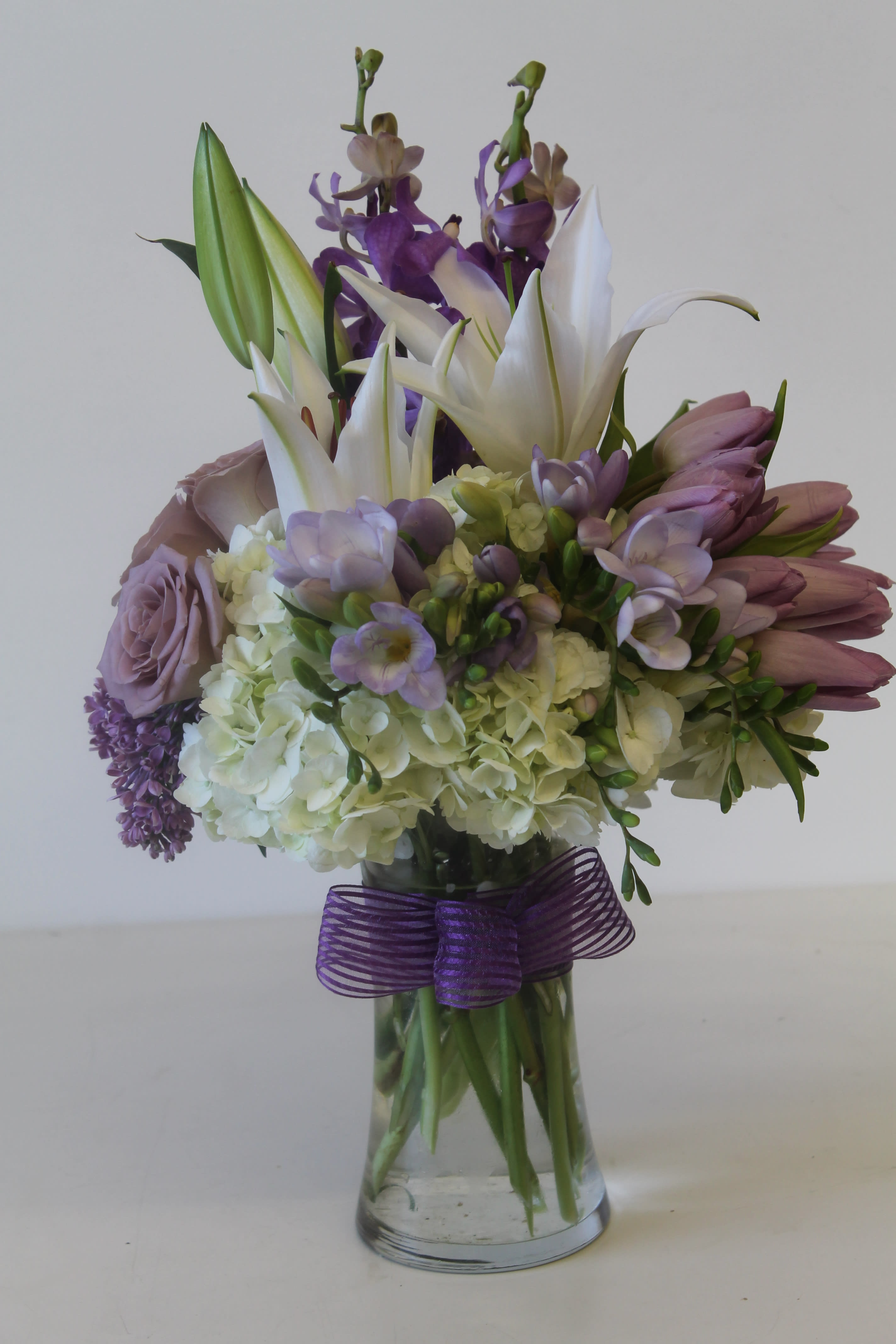 Misty Morning - Tulips, Rose, Hydranfea, Freesia, Mokara