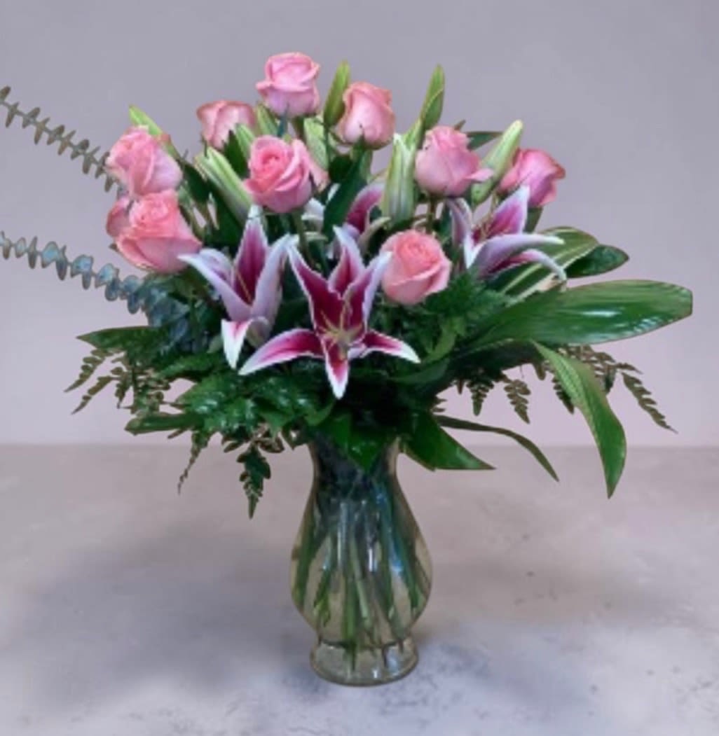 Blushing Elegance - Soft, romantic and undeniably stunning-Blushing Elegance is a graceful arrangement designed to impress. Featuring premium pink roses paired with fragrant stargazer lilies the bouquet blends timeless beauty with modern sophistication.