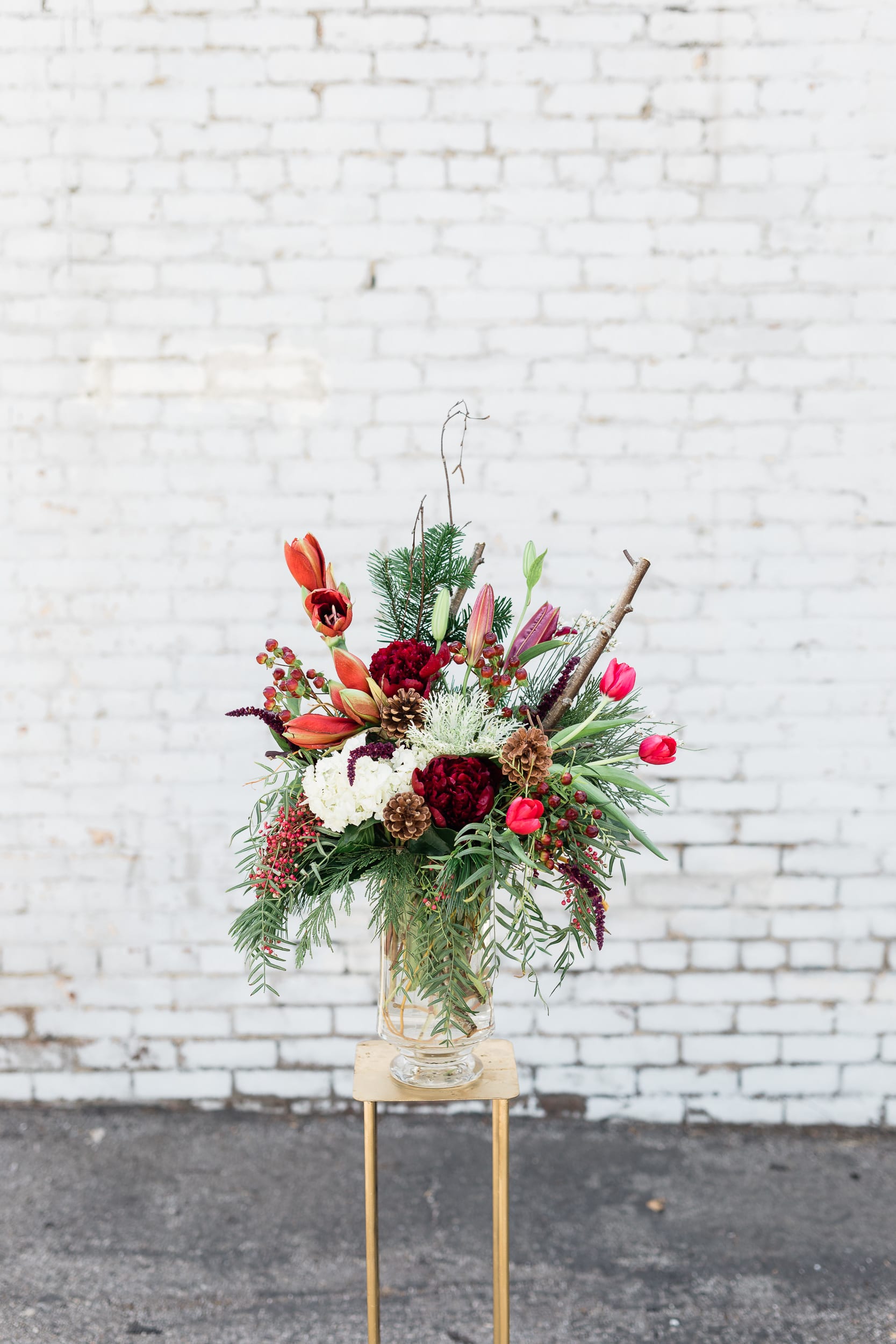 Holly Christmas! - Beautiful mix of holly, peonies, and Christmas greens. Perfect for the Season!'  pictured [DELUXE]
