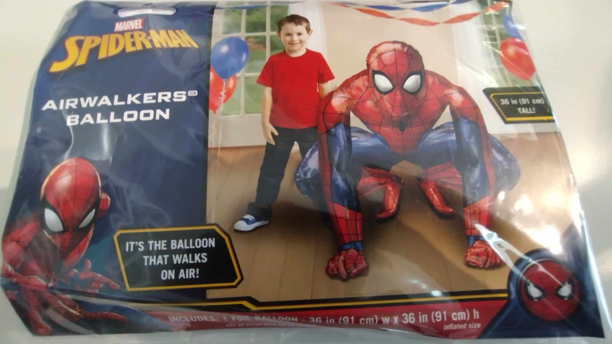 Spider-Man airwalker balloon package with a child pictured on the front