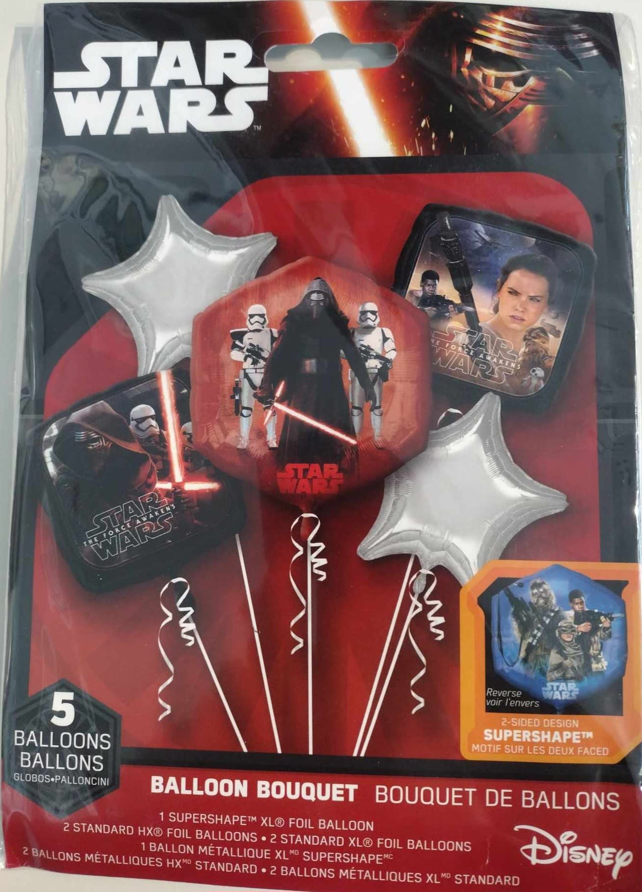 Star Wars themed balloon bouquet kit with five foil balloons