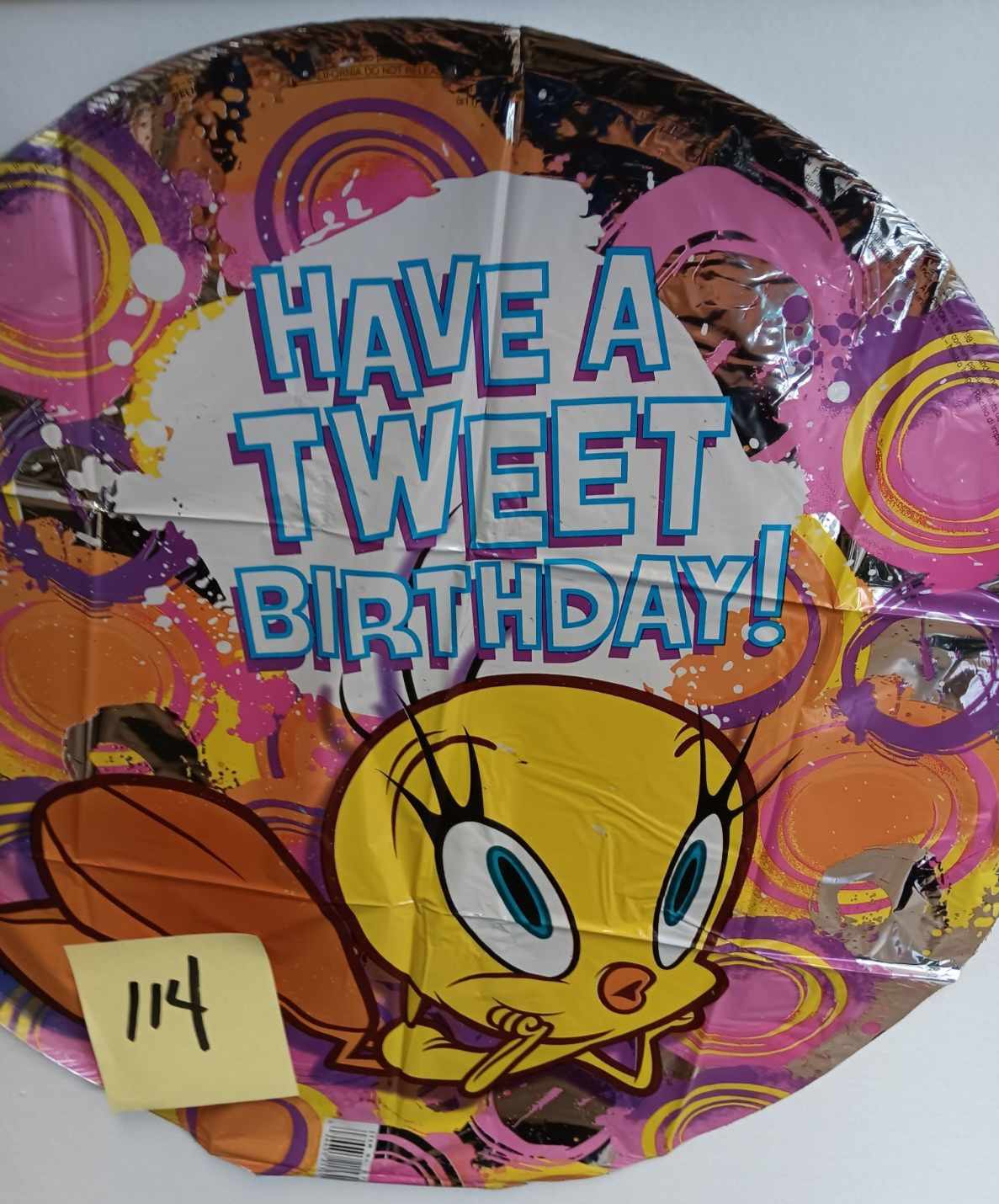 Tweety Bird birthday foil balloon with colorful text