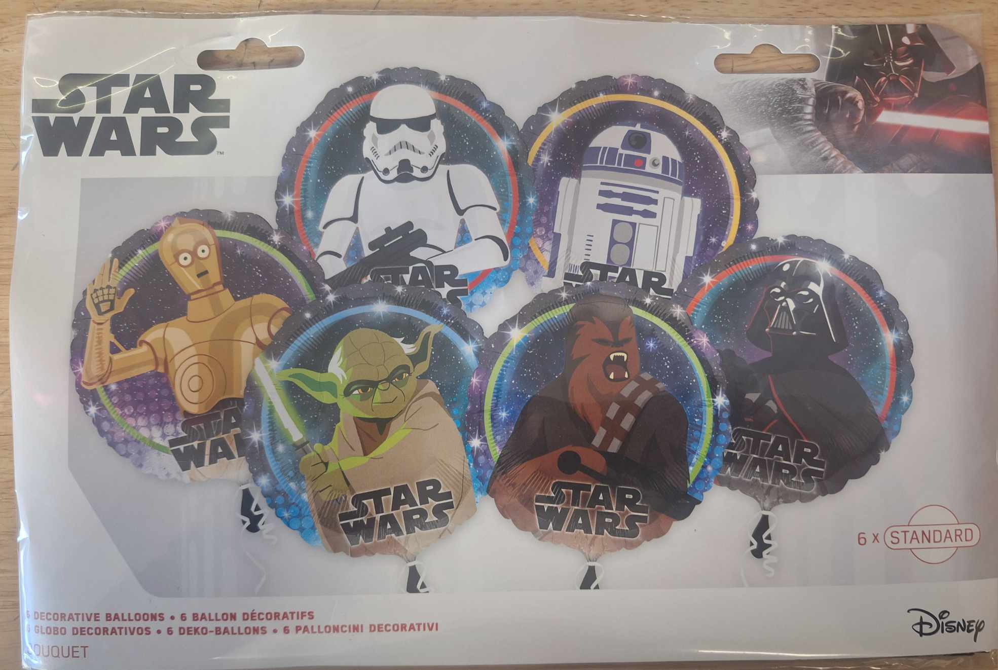 Pack of Star Wars character balloons in assorted colors