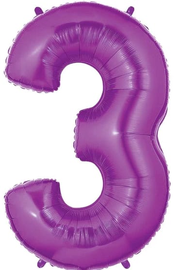 Purple number 3 foil balloon