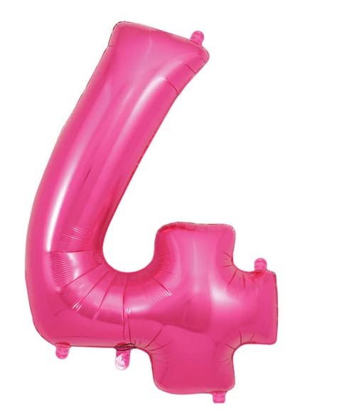 Pink foil balloon shaped like the number 4