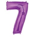 Purple number 7 foil balloon on a white background