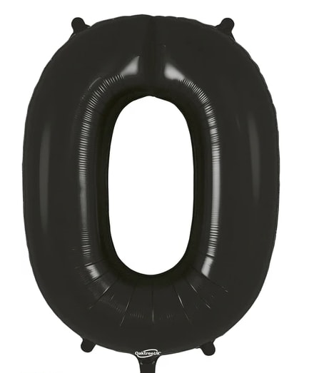 Black number 0 balloon on a white background