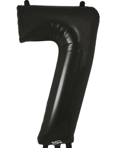 Black number 7 balloon on a white background
