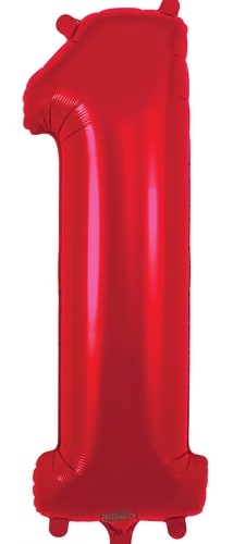 Red foil balloon shaped like the number 1