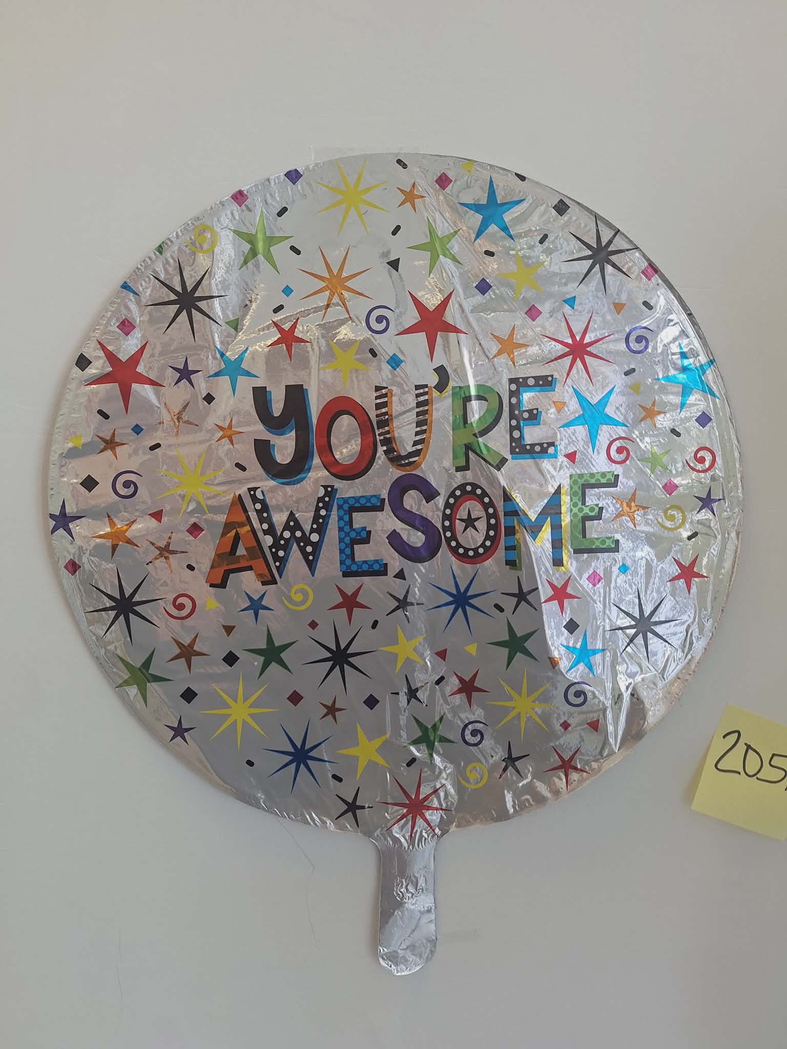 You're Awesome (205A) - 18in mylar balloon that you can add to any balloon bouquet, stuffed animal, mug, or box of chocolates. *if you're ordering multiple balloons individually (not in an already advertised set or tied to a flower arrangement/stuffed animal) you will need to purchase a balloon weight otherwise the balloons will need to be picked up*