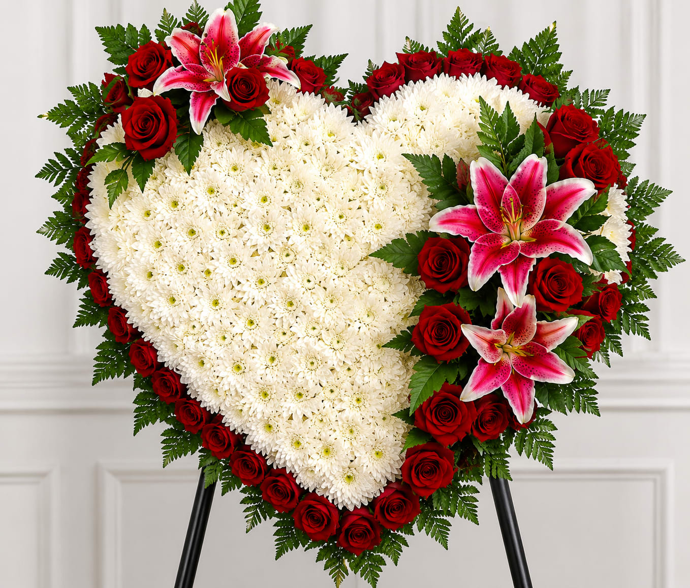 18in Full Heart White w/Red - Beautiful full white with a touch of red it also comes in 22in