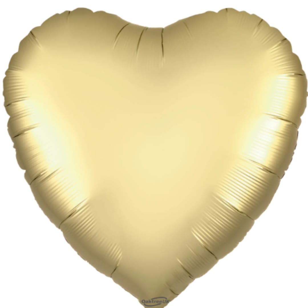 Gold heart-shaped foil balloon on a white background