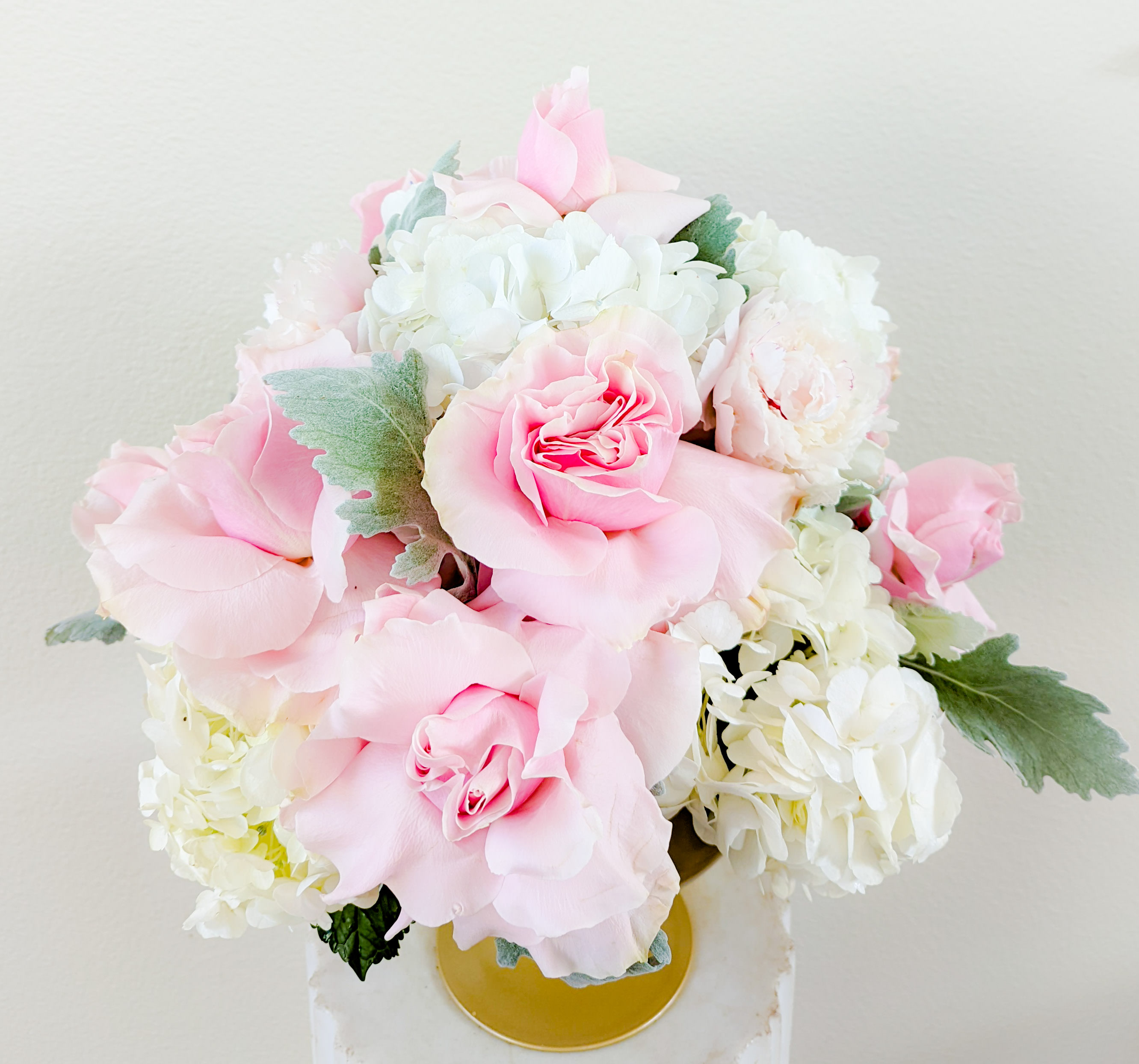 Victorian - Elegant lush Victorian design arranged in a gold pedestal cup.