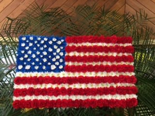 Floral arrangement shaped like the U.S. flag