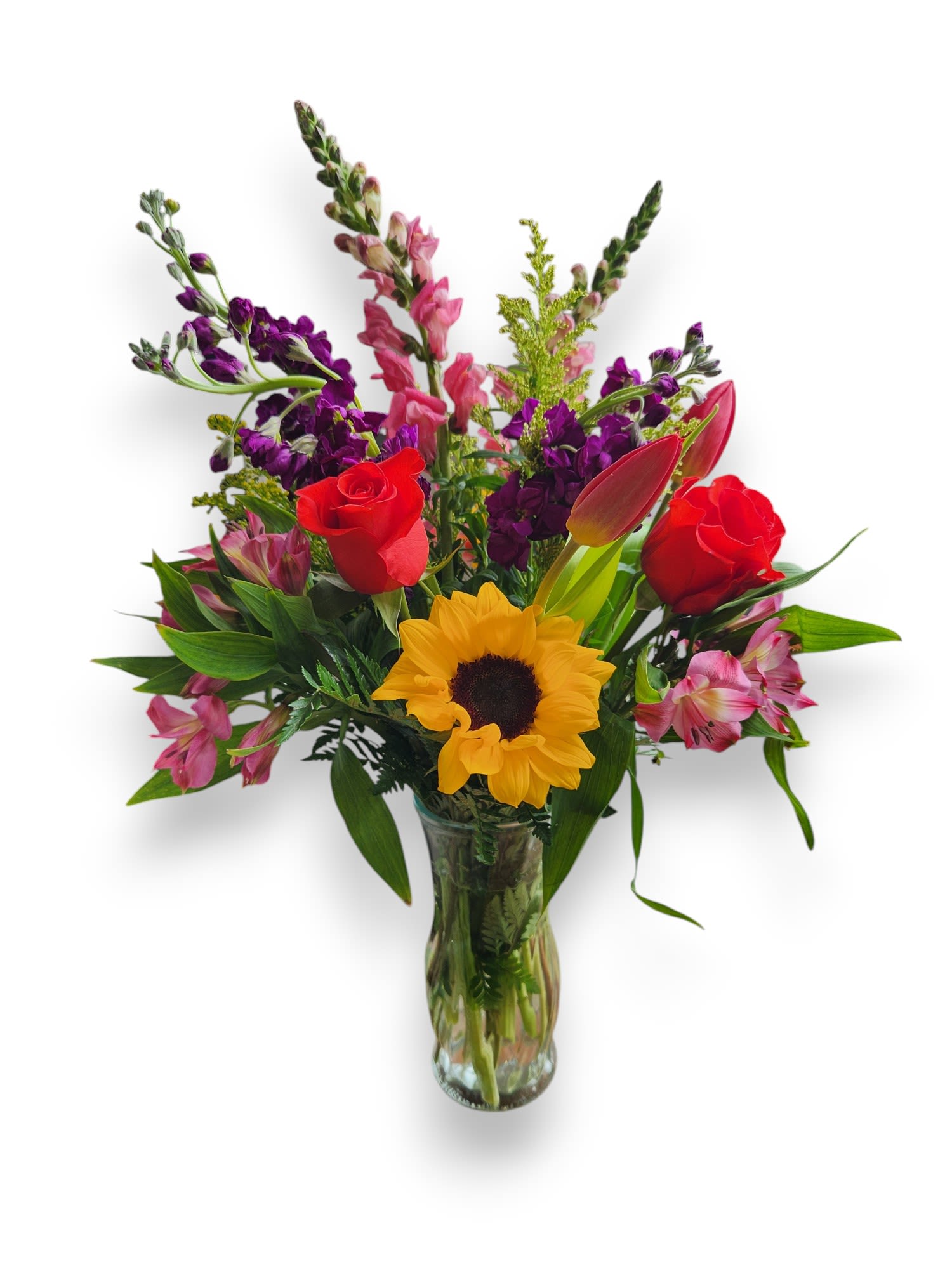 Freshly Foraged  - This stunning bouquet is arranged loosely and freely, giving a look and feel as though it was just picked from a wildflower field. Best suited for your nature lovers and colorful personalities that we all know and love.