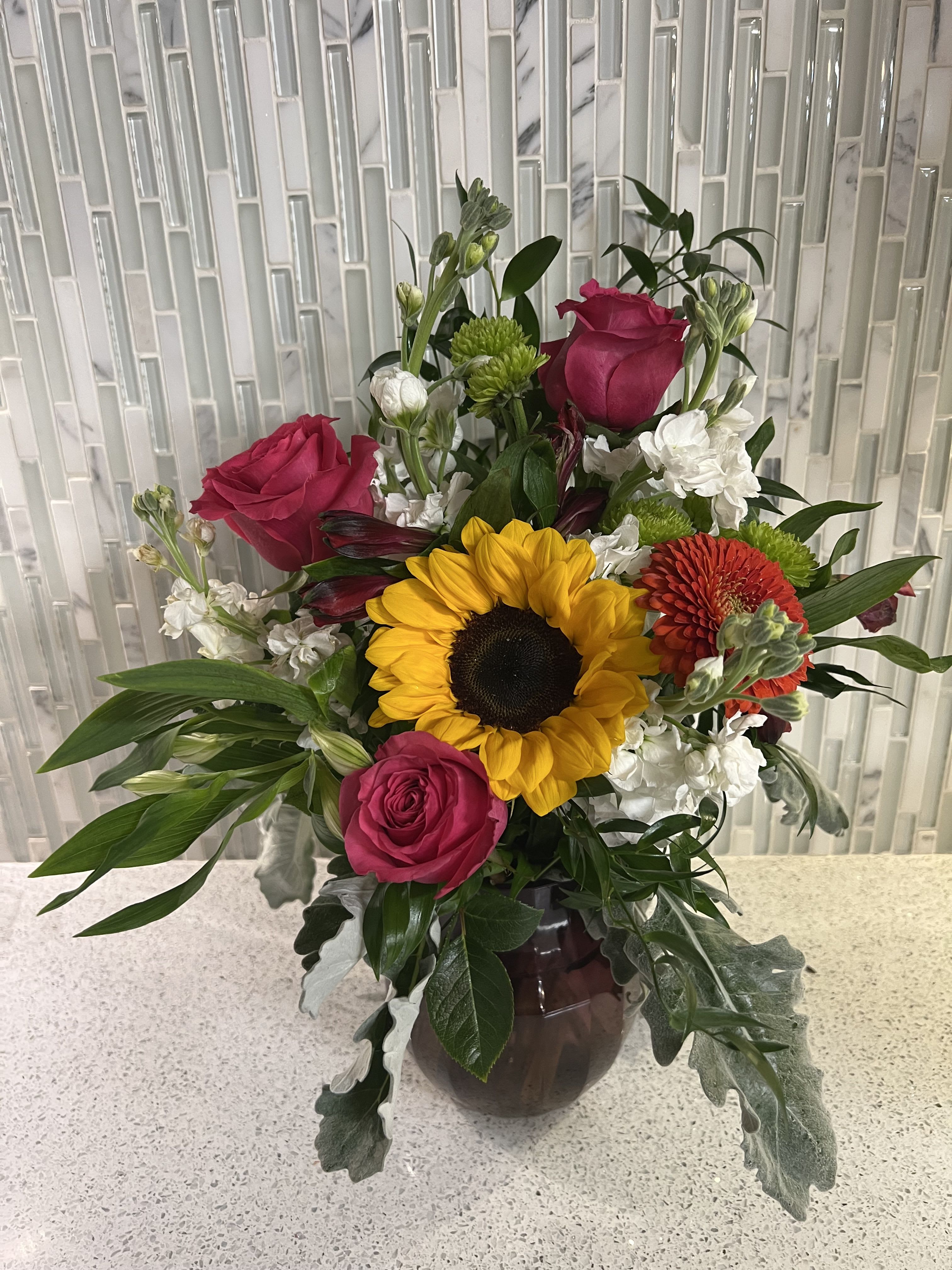 Bright Sunshine  - Rose’s and sunflowers 