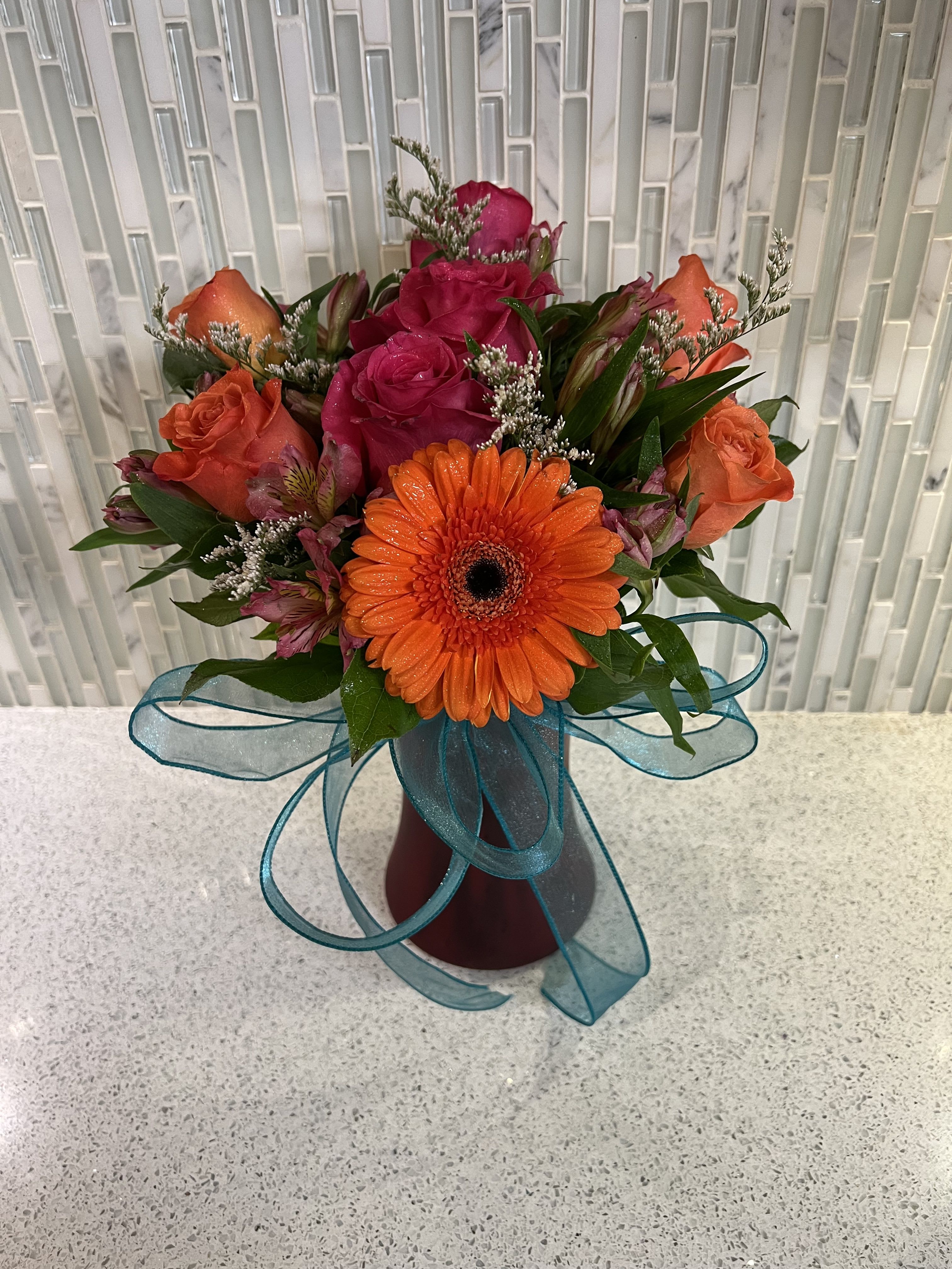 Orange Bliss - Gerbs and roses 