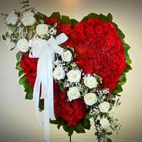 Beloved  for Ever  - Heart Wreath with withe flowers across for sympathy 