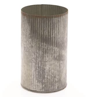 Tall ribbed metallic cylinder vase