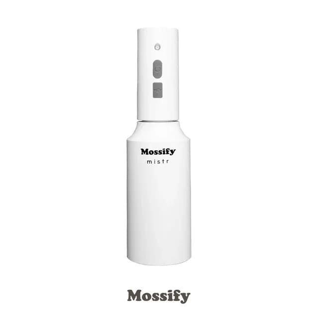 White Mossify Mistr spray bottle on a plain background