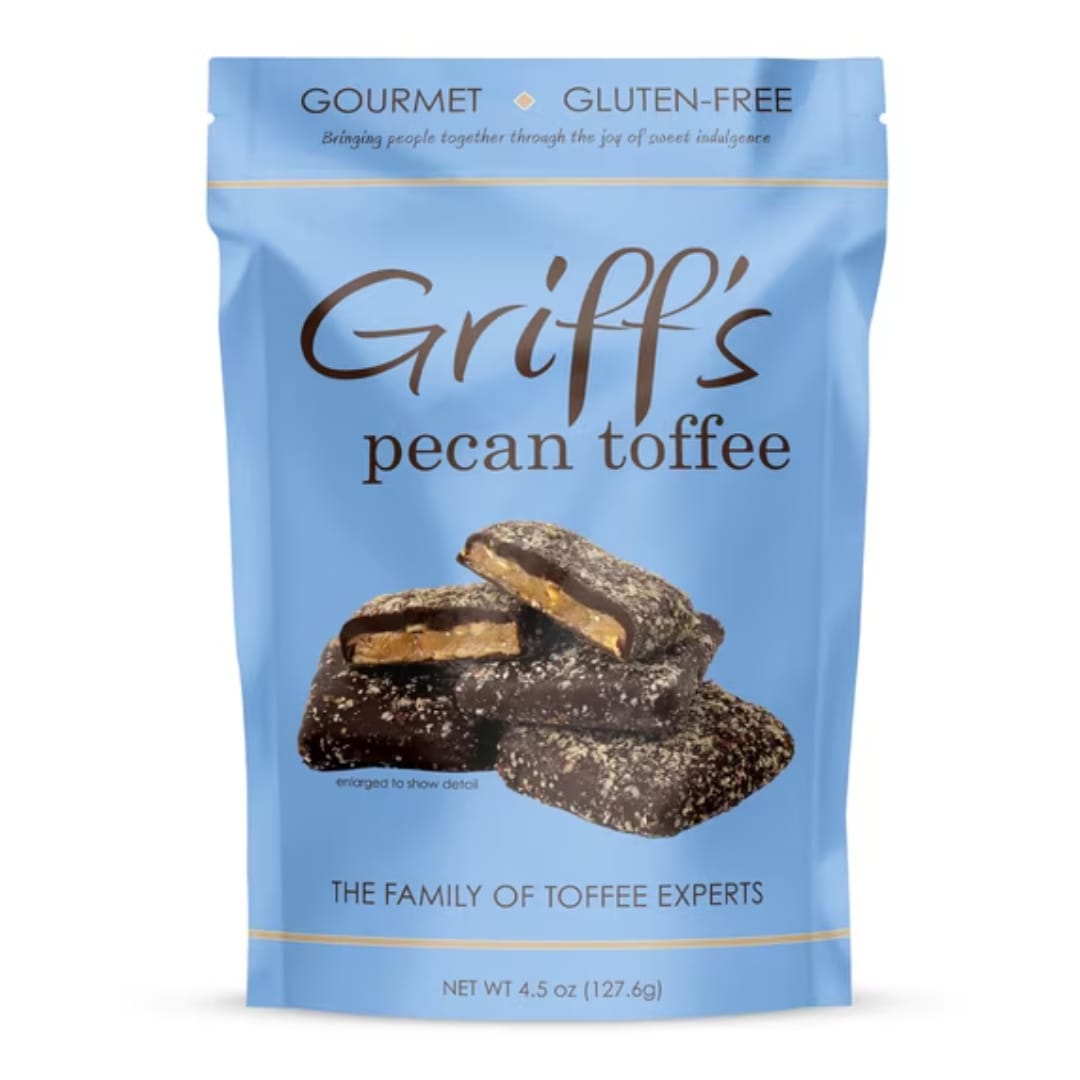 Blue bag of Griff's pecan toffee candy