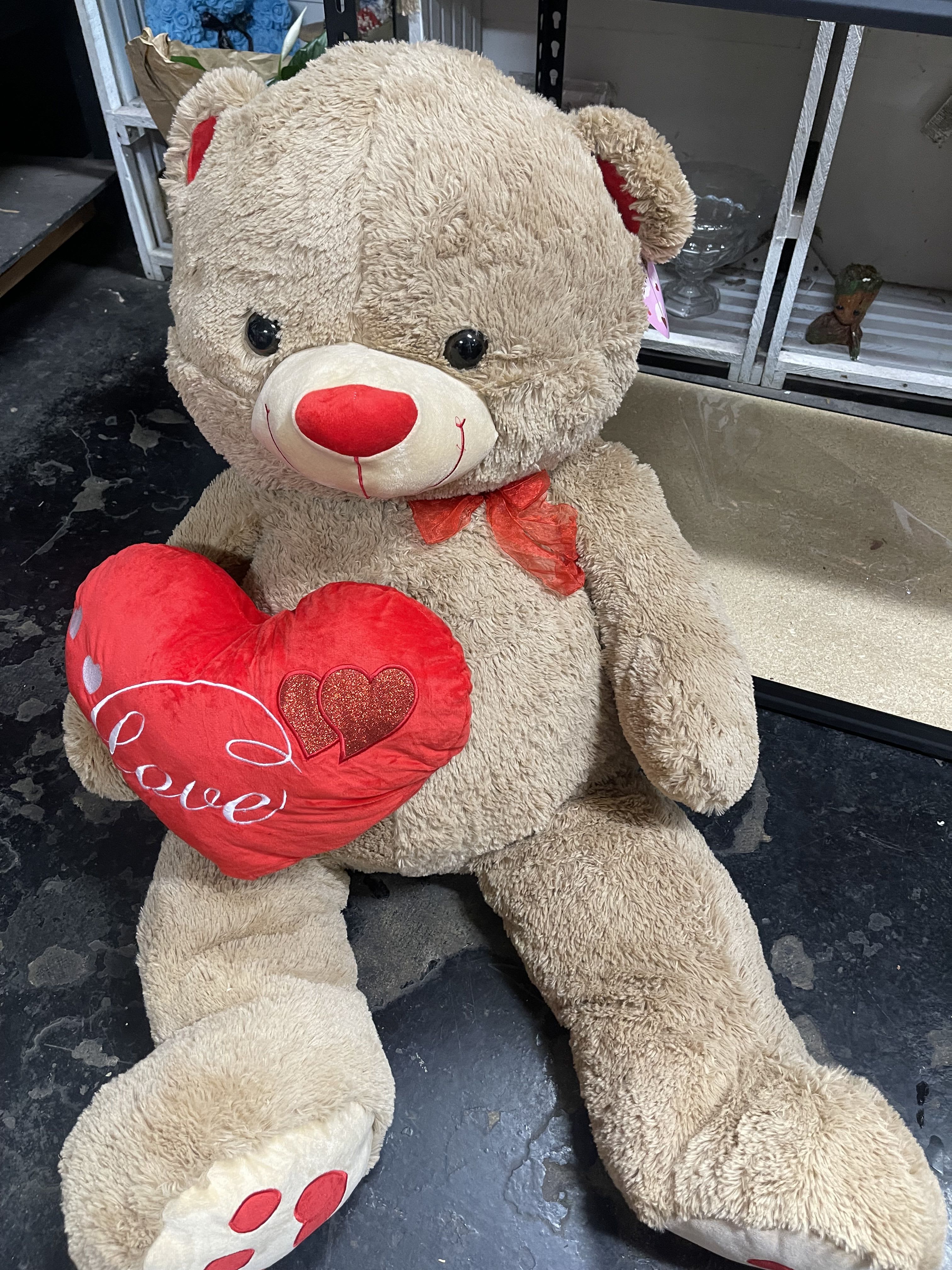 Super size Bear  -  **Meet Your New Best Friend: The 50-Inch Bear!**    This super-sized, cuddly companion is here to bring joy and warmth to your home! Standing tall at 50 inches, it’s perfect for snuggles, playtime, or as a standout decor piece. Made from ultra-soft materials, it’s designed for endless hugs and smiles.    **Perfect for gifts or just because!** Get ready to create unforgettable memories with this adorable giant!    **Grab yours today and experience the love!** 