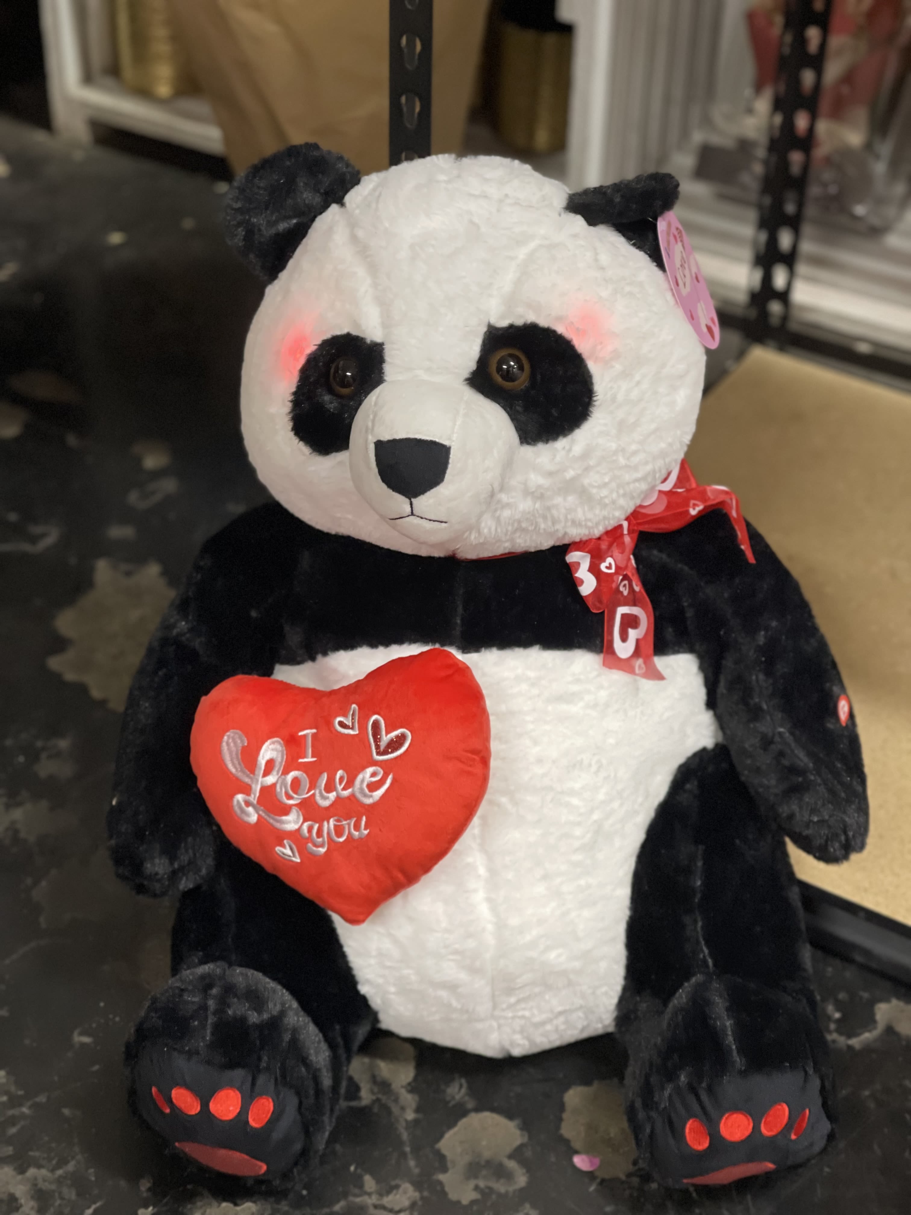 Never let my panda heart ️ go  - Introducing the enchanting 23-inch musical panda bear! This adorable plush companion plays a soothing melody that instantly delights children and adults alike. Crafted from soft, high-quality materials, it's perfect for cuddling and makes a charming addition to any room. With its endearing design, blushing cheeks and gentle tunes, this panda bear is not just a toy; it’s a treasured friend that brings joy and comfort. Ideal for gifts, nurseries, or as a special keepsake. Don't miss the chance to bring home this whimsical delight! 
