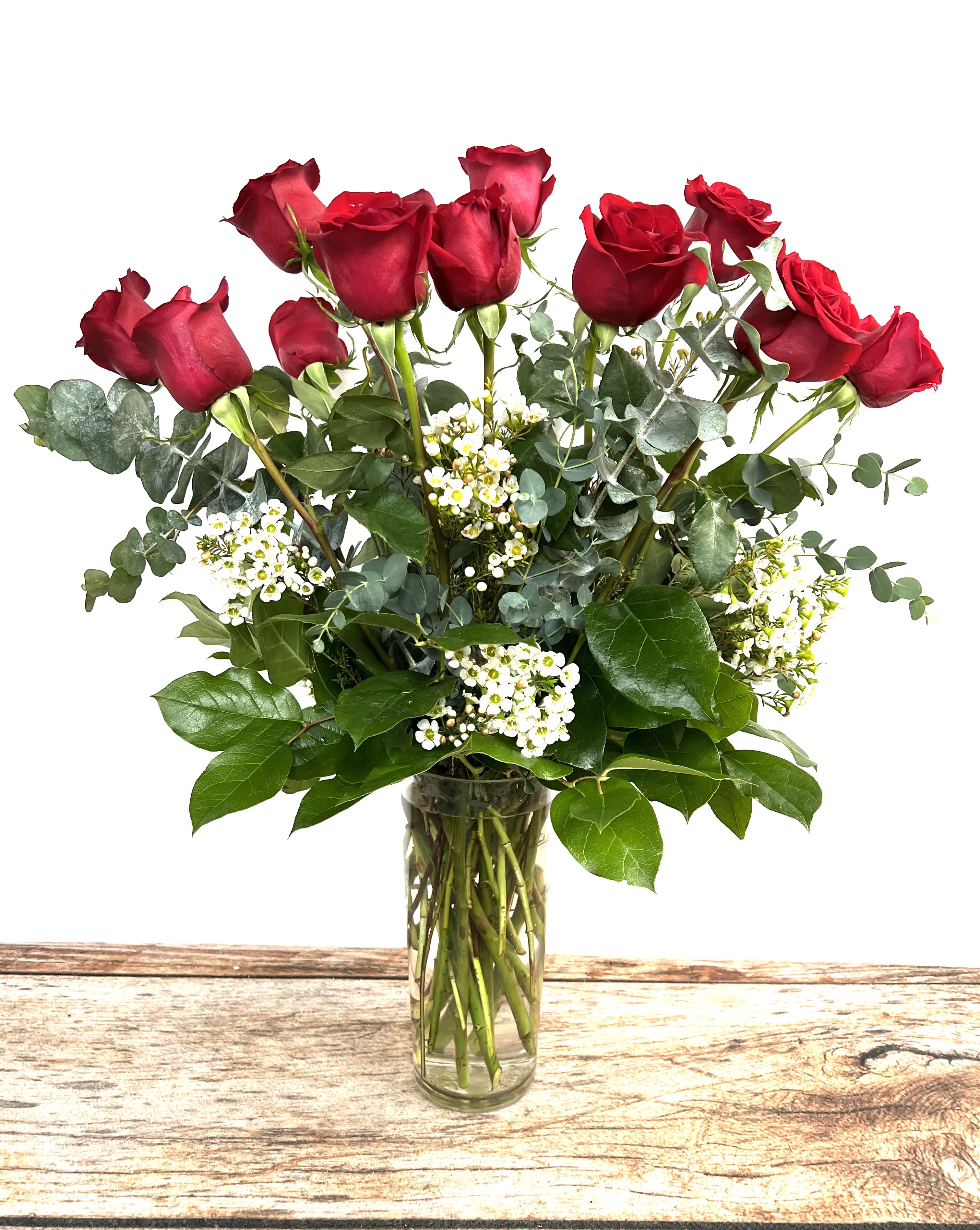 Valentine's Long Stem Roses  - A traditional display of a dozen long stem roses.