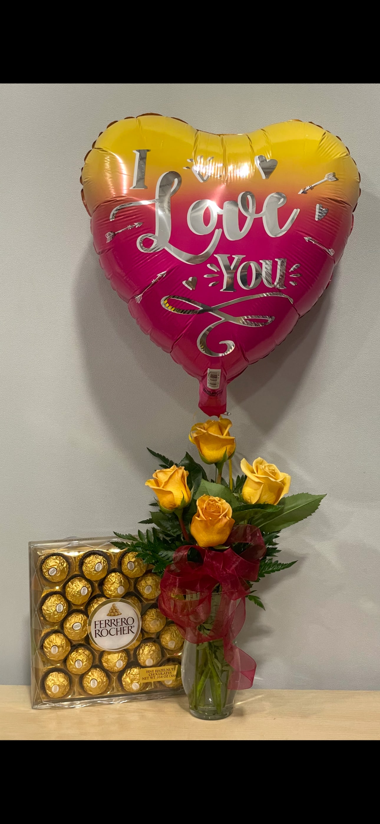 Yellow Roses Love &amp; Chocolates Trio - As shown 