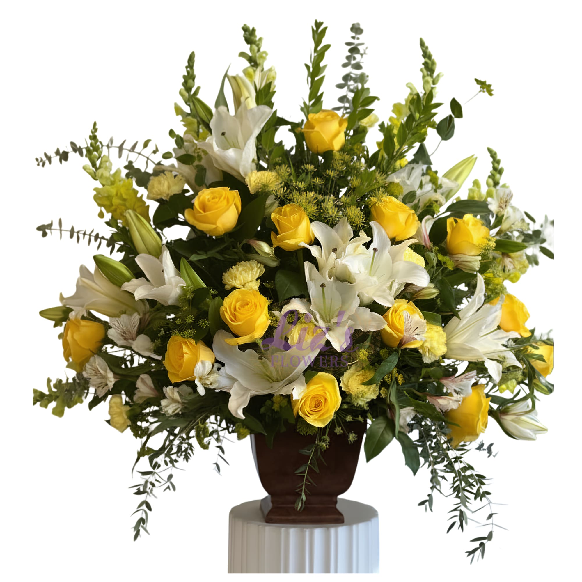 Elegant white and yellow arrangement - Premium flowers in yellow and white!