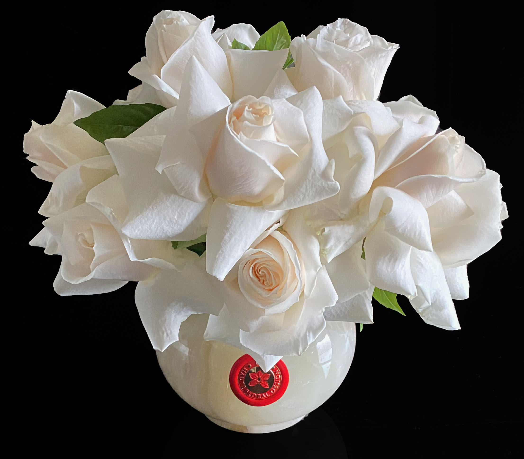 Onyx Rose Pave - Rose pave in white onyx vase. Approximate measurements 10 in W x 10 in H