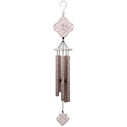 Decorative hanging wind chime with metal tubes and diamond-shaped accents